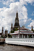 Bangkok Wat Arun - The riverside pavillon on the foreground. 